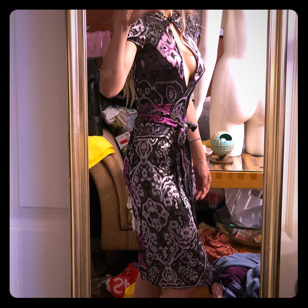 DVF Madame silk keyhole wrap dress